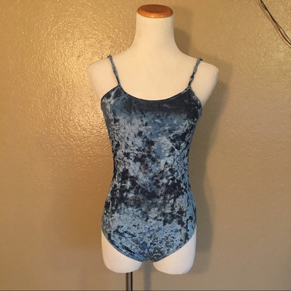 Tops - Crushed Velvet Sleeveless Bodysuit Leotard